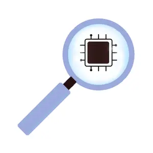 Forstørrelsesglass over datachip